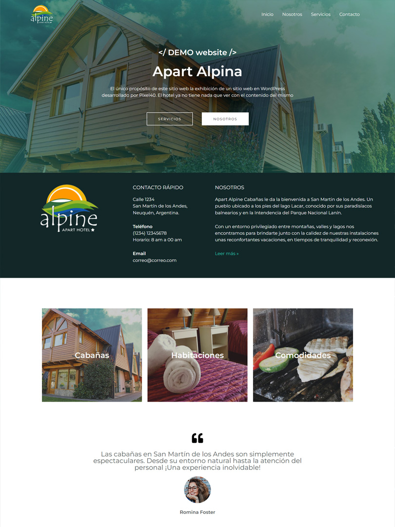 captura de pantalla de alpine apart website